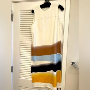 Baum und pferdgarten Denim material desert/natural color sleeveless midi dress.
